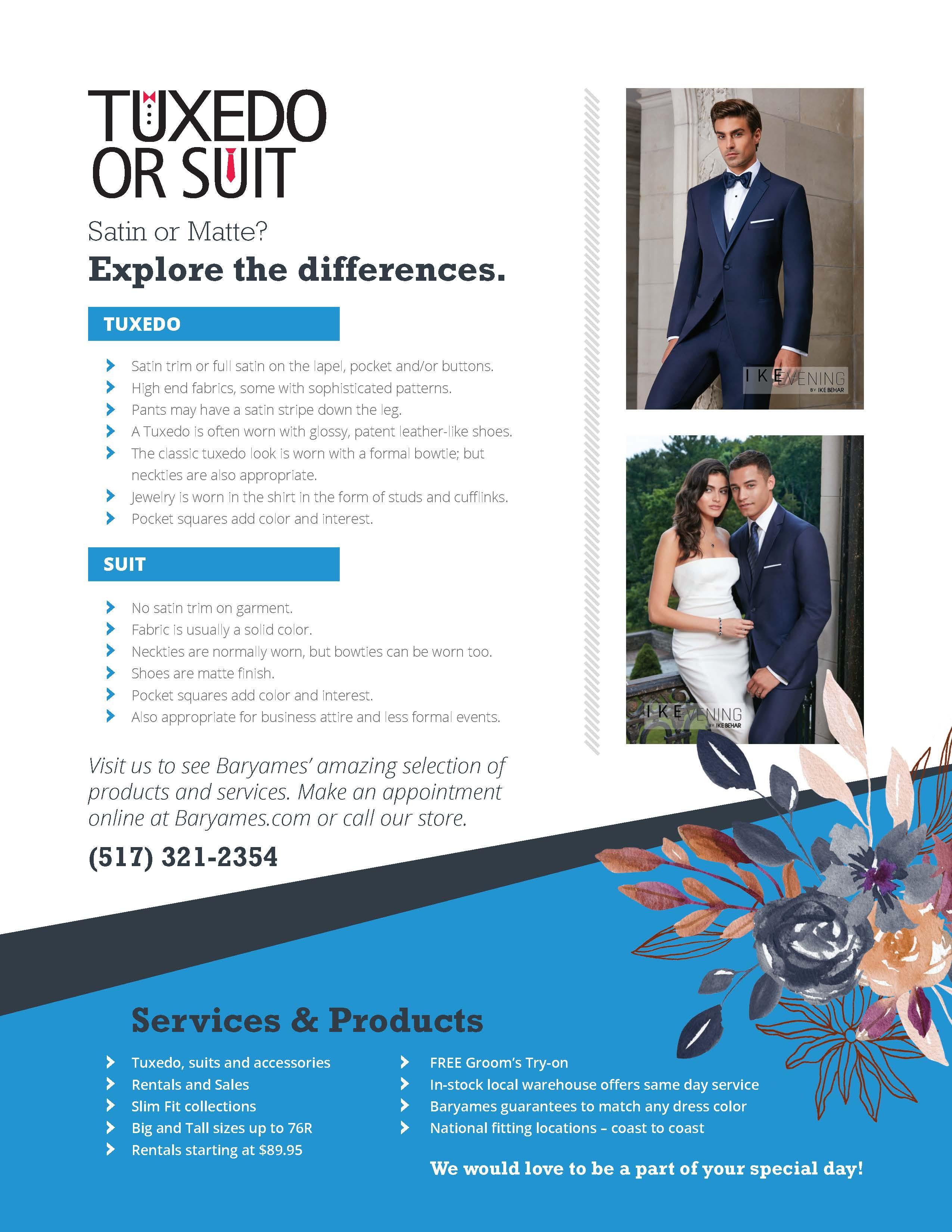 Suit or tuxedo infographic